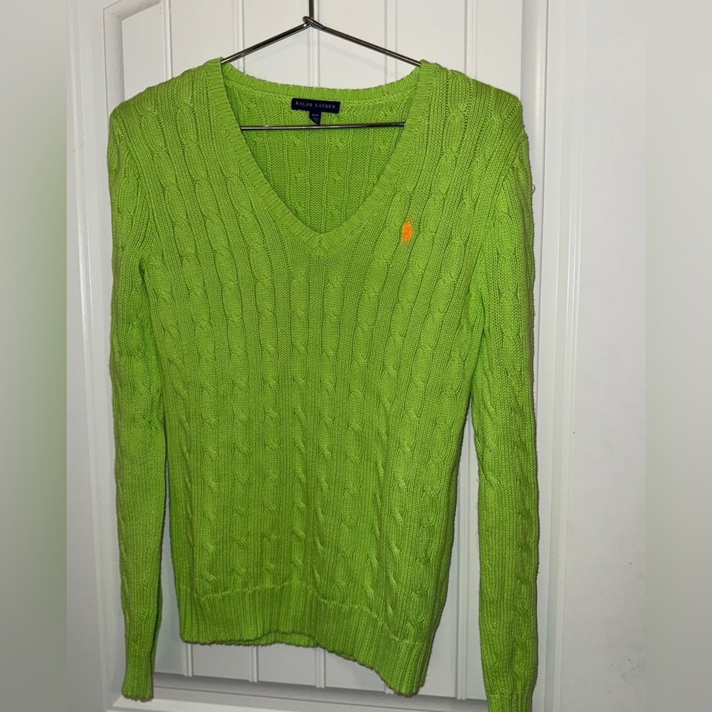 Ralph Lauren Women's Lime V-Neck Sweater